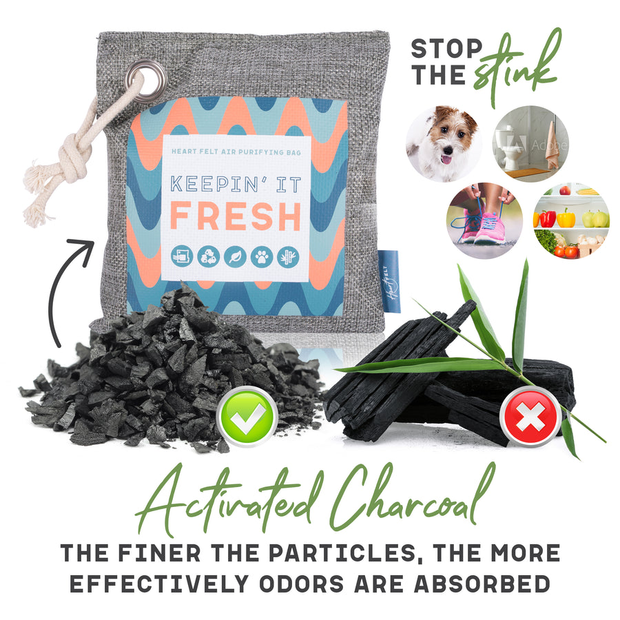 Charcoal Bamboo Air Purifying Bags - (4 Bamboo Charcoal Bags)