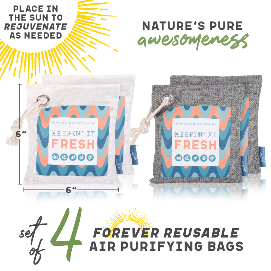 Charcoal Bamboo Air Purifying Bags - (4 Bamboo Charcoal Bags)