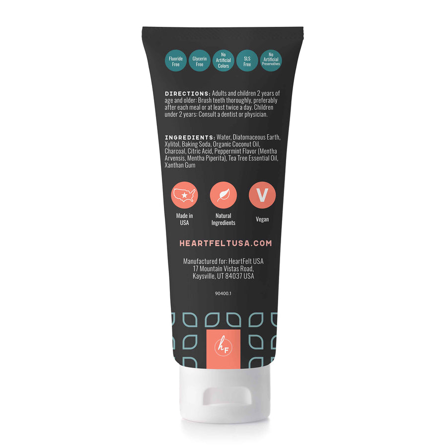Fluoride Free, Natural Whitening Charcoal Toothpaste by HeartFelt