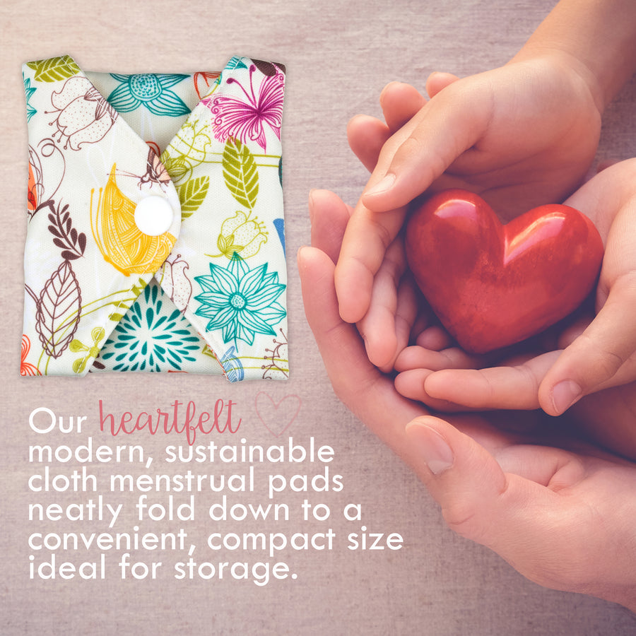 Heart Felt Bamboo Reusable XL Cloth Menstrual Pads (3 Pack, Heavy Flow)