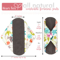 Heart Felt Bamboo Reusable XL Cloth Menstrual Pads (5 Pack, Heavy Flow)