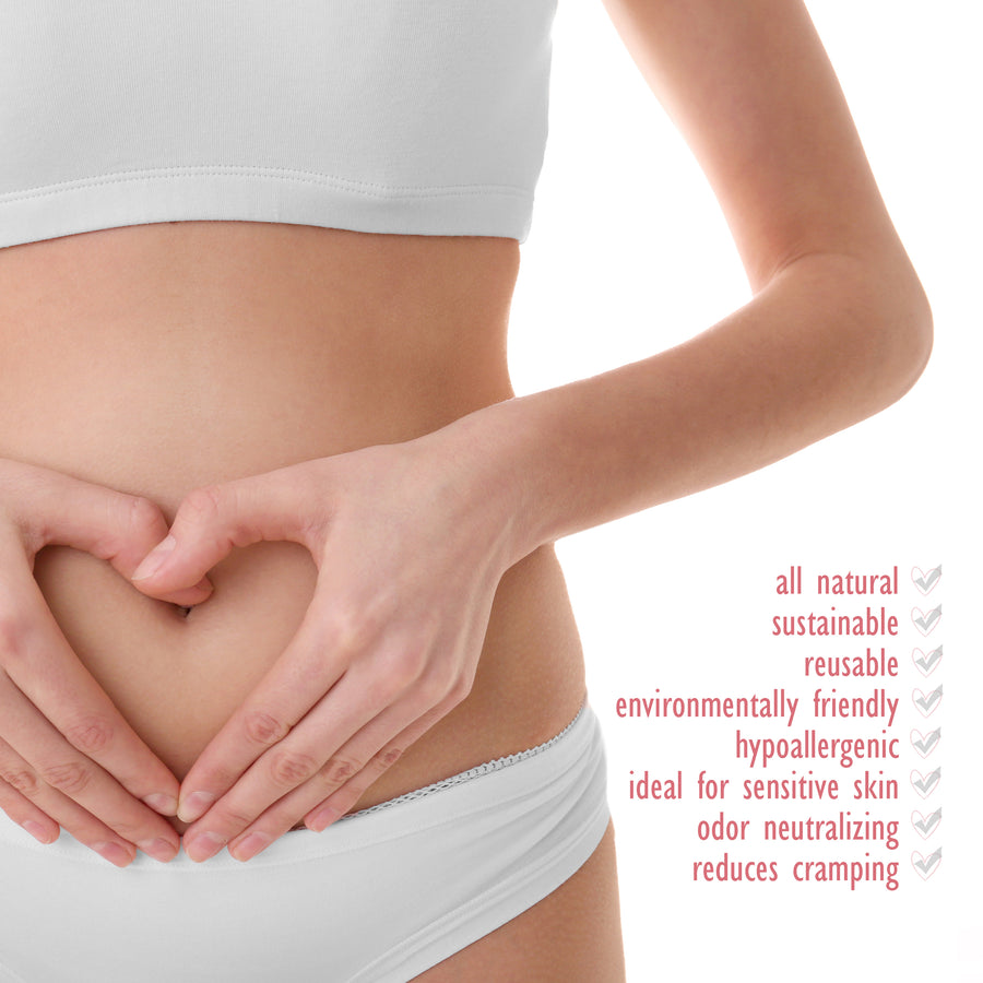 Sanitary Reusable Cloth Menstrual Pads by HeartFelt - (4 Pack with a Wet Bag)