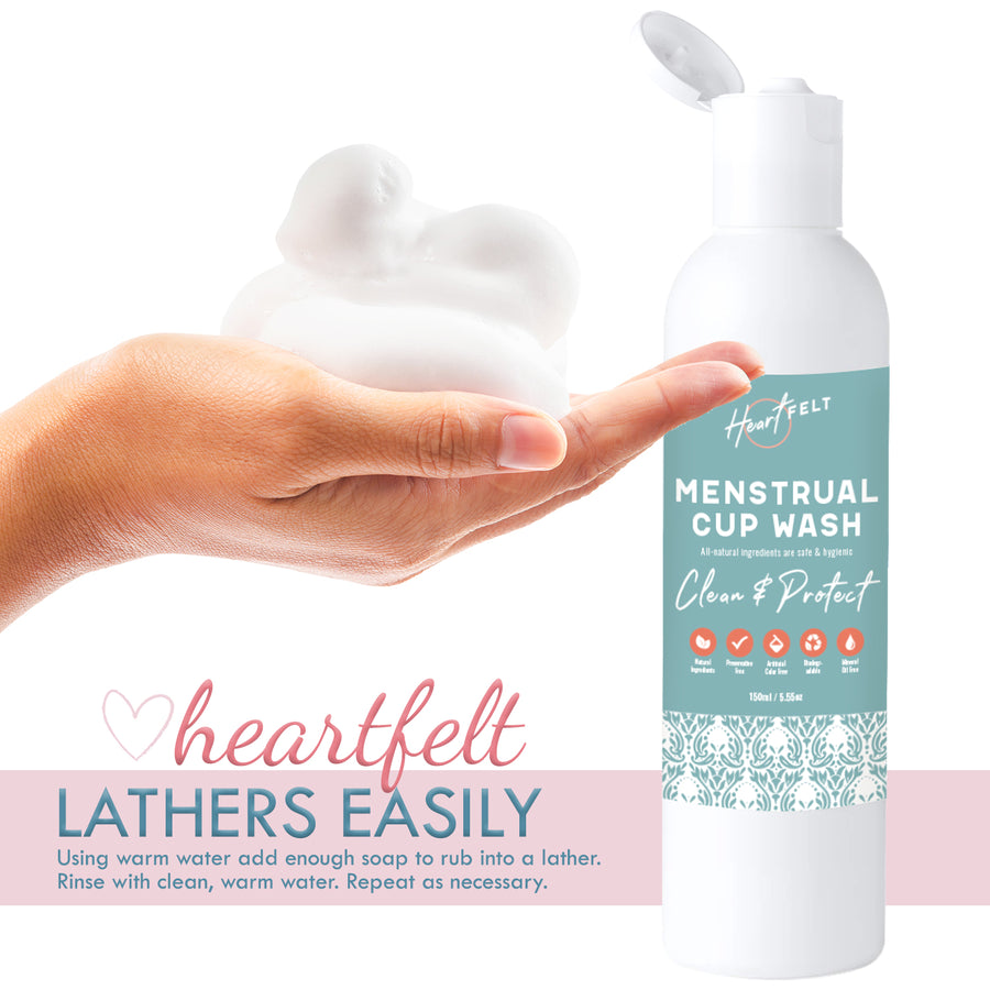 Menstrual Cup Wash Cleaner by HeartFelt. All Natural, Plant Based, Non Allergenic.