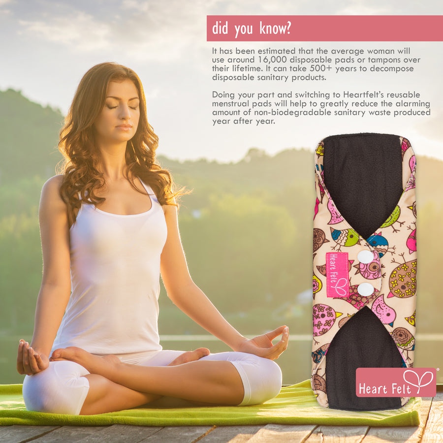 Sanitary Reusable Cloth Menstrual Pads - 5 Pack. By HeartFelt