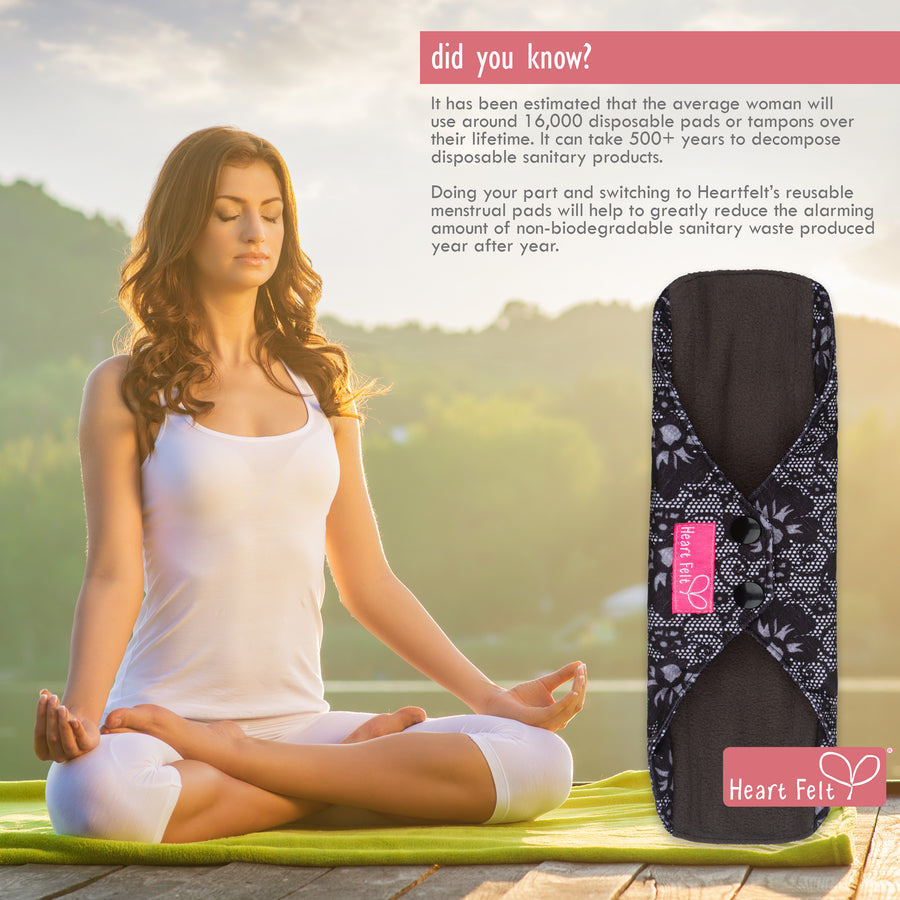 Sanitary Reusable Cloth Menstrual Pads - 5 Pack. By HeartFelt