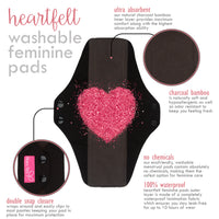 Sanitary Reusable Cloth Menstrual Pads by HeartFelt - (4 Pack with a Wet Bag)