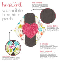 Sanitary Reusable Cloth Menstrual Pads by HeartFelt - (5 Pack)