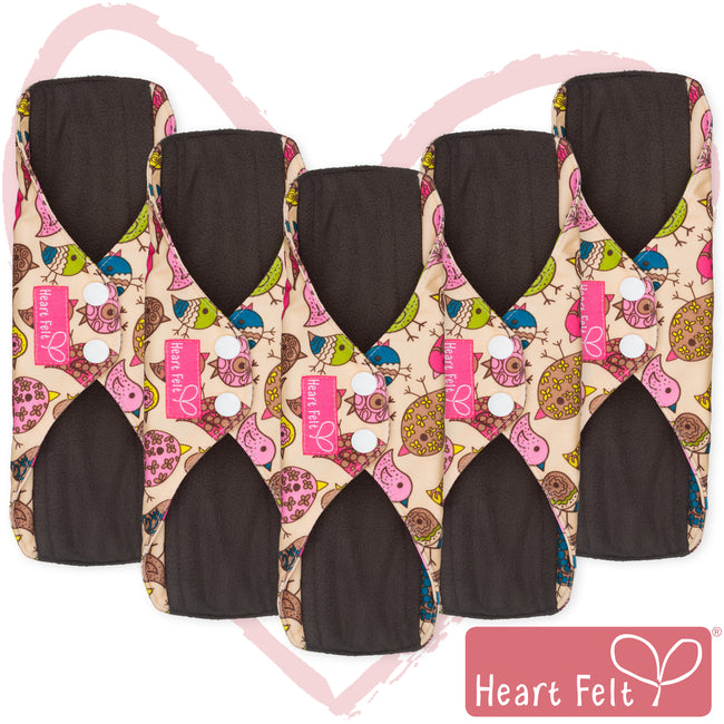 Sanitary Reusable Cloth Menstrual Pads - 5 Pack. By HeartFelt