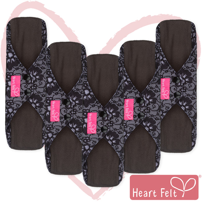 Sanitary Reusable Cloth Menstrual Pads - 5 Pack. By HeartFelt