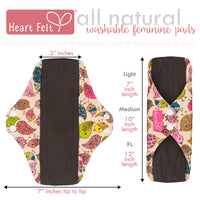 Sanitary Reusable Cloth Menstrual Pads - 5 Pack. By HeartFelt