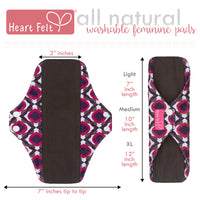 Sanitary Reusable Cloth Menstrual Pads by HeartFelt - (5 Pack)
